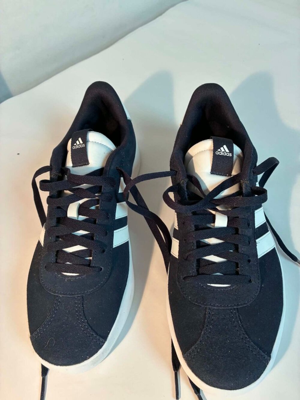 Adidas VL Court 3.0 Low Top Sneakers Navy Blue White Stripes Men Size 9.5